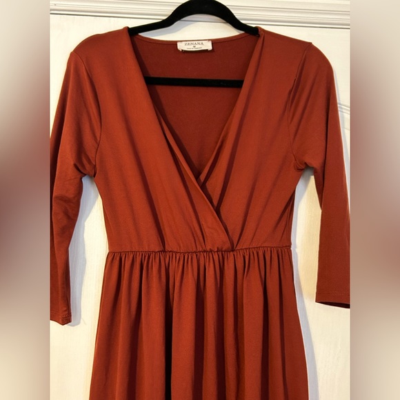 Zenana Knee Length Rust Color Dress - Picture 5 of 10